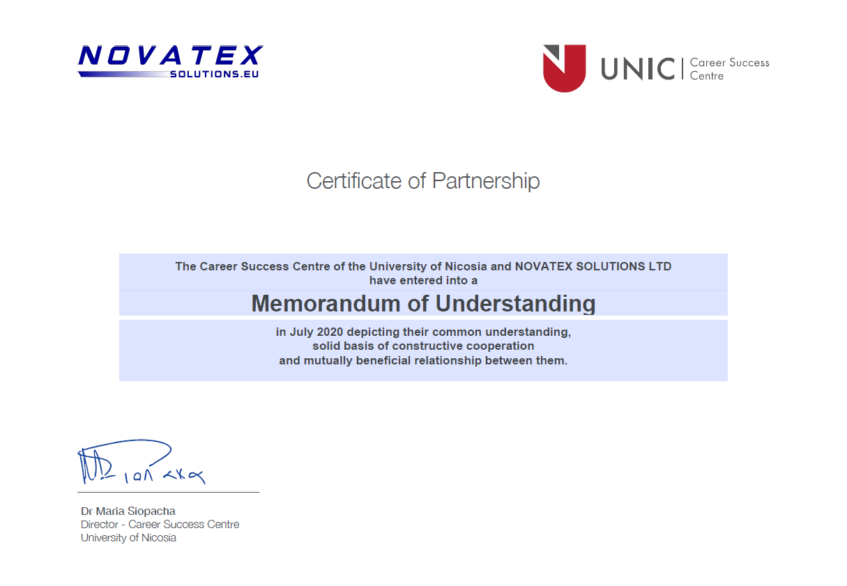 Memorandum of Understanding with UNIC – UNIVERSITY OF NICOSIA